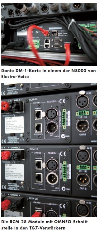 Dante DM-1-Karte in einem der N8000 von Electro-Voice