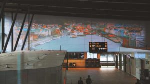 Flughafen Bergen mit Videoprojektion