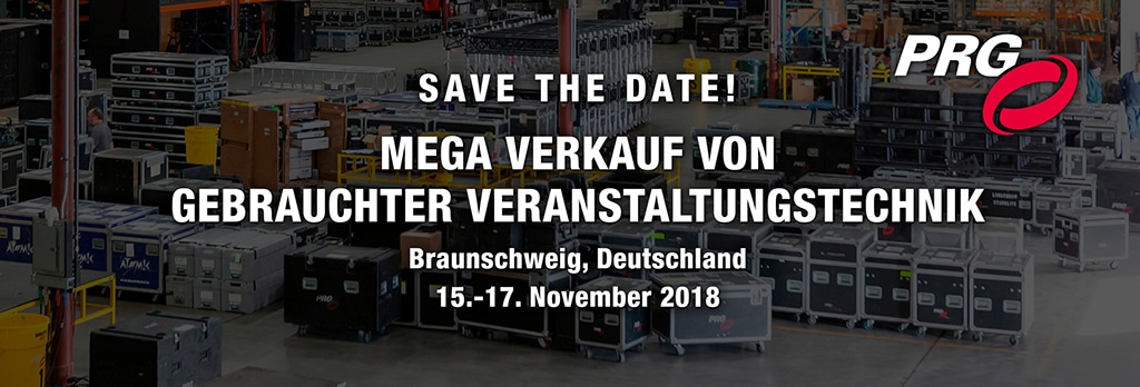 Banner zum Gebrauchtverkauf von PRG vom 15. bis 17. November 2018 in Braunschweig