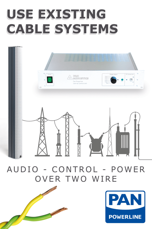 Spart Zeit, Geld und Nerven: Die intelligenten Pan Beam-Lautsprecher mit Powerline-Funktion brauchen lediglich einen Zweileiter!