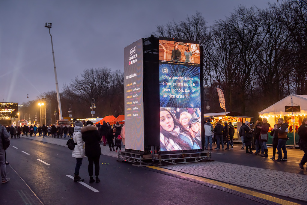 Viditower Prototyp 2018 bei der größten Silvesterparty der Republik am Brandenburger Tor in Berlin