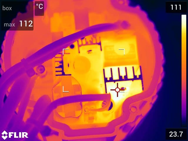 Wärmebild des Schaltnetzteils eines LED-Fluters 