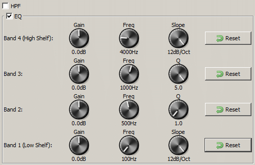 Vierfach parametrischer EQ in den Eingängen