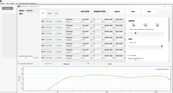 Wave Dynamics Oberfläche im Audac System Manager