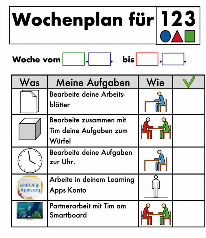 Wochenplan-Idee für Schüler:innen