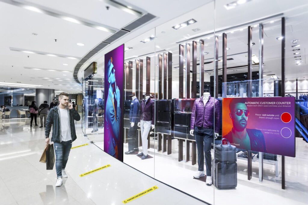 fashion shop display window and clothes