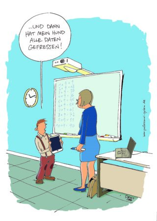 Cartoon digitale Schule