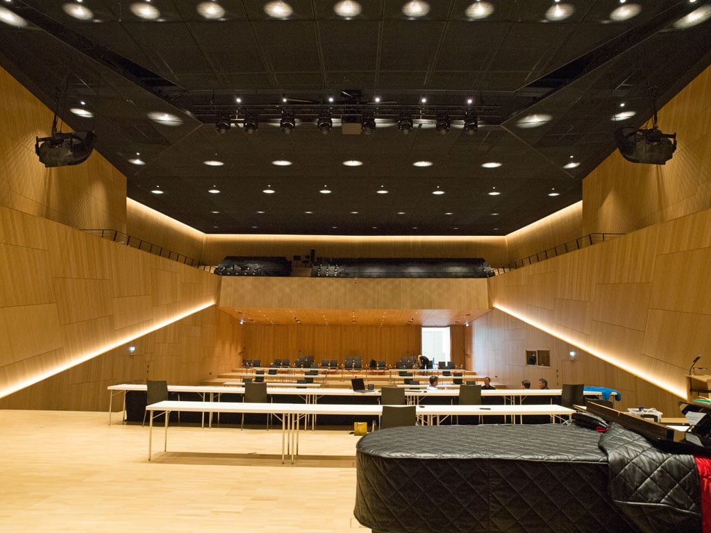 Tauberphilharmonie, Blick von Bühne in den Saal
