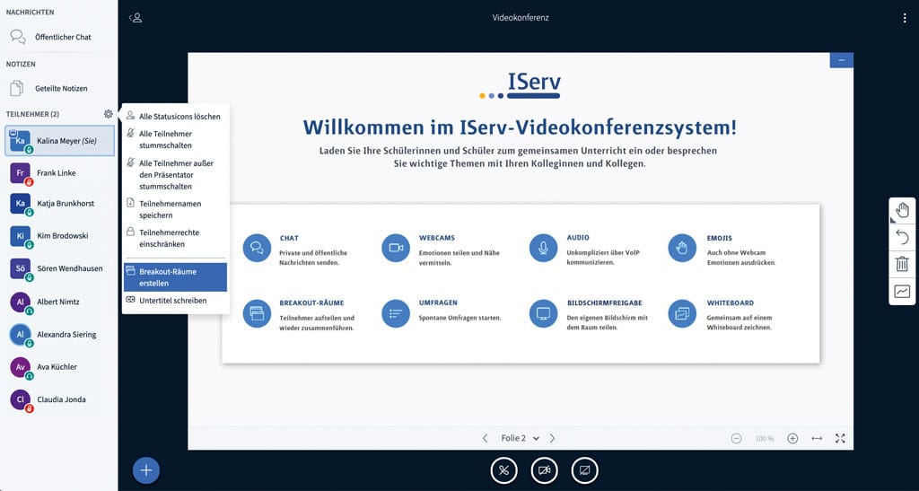 Screenshot IServ-Videokonferenzsystem