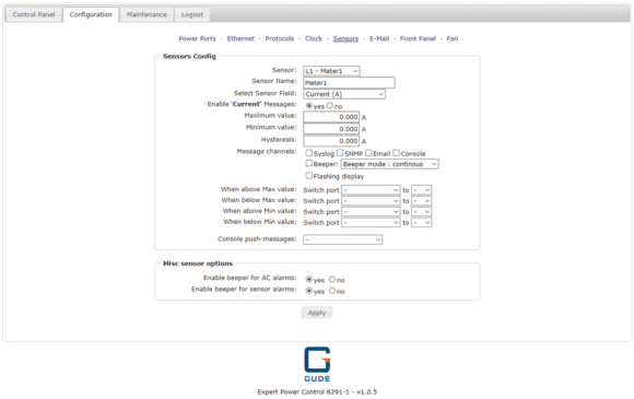 Gude Expert Power Control 8291-1 Screenshot_Sensors