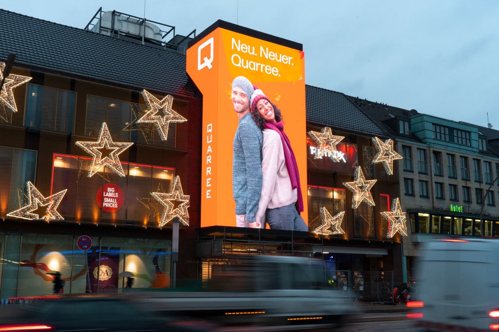 Dreidimensionale LED-Außenfassaden Hamburger Einkaufszentrum Quarree Wandsbek