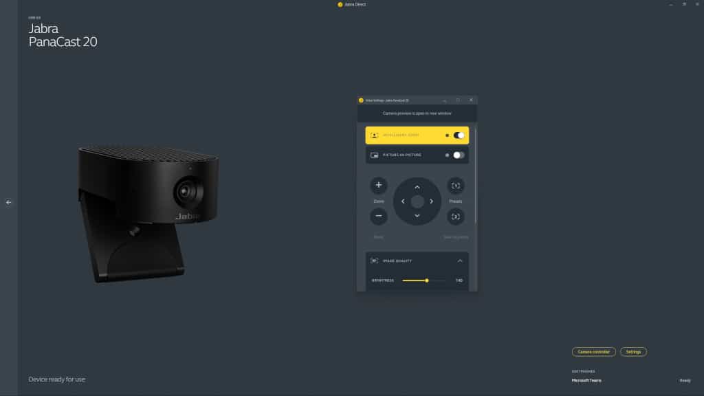 Jabra-Direct-Software-Screenshot, Camera Controller