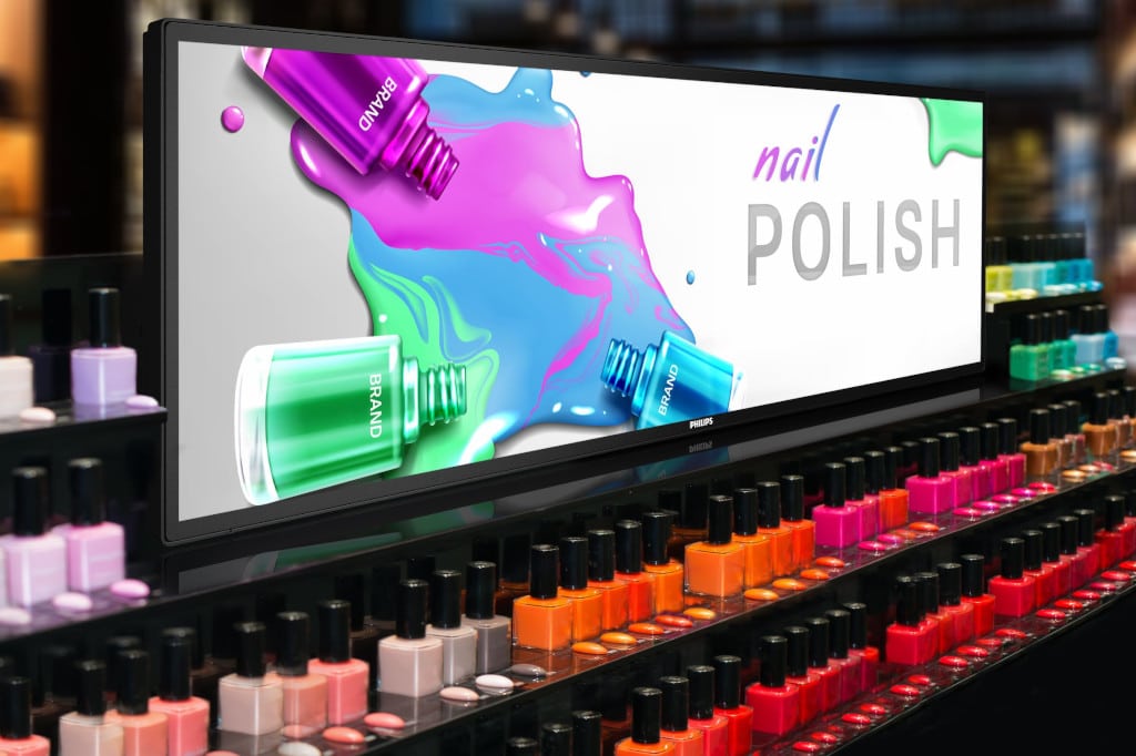 PPDS Philips S-Line als Digital-Signage-Lösung in Geschäft für Nagellack