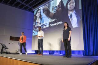 Simone Freund, Marcus Hammerbacher, Tanja Seidenfaden auf den Networked Media Days 2022