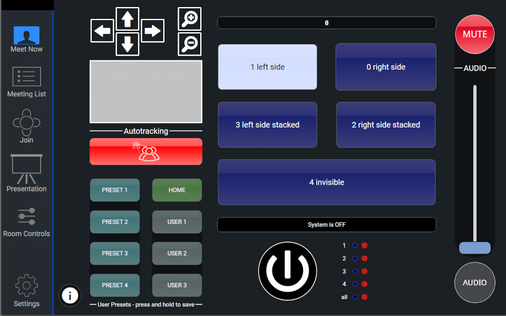 Oberfläche einer Raumsteuerungssoftware