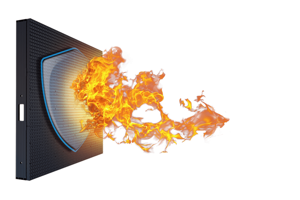 SFP-Brandschutztechnologie von Screen Experts mit Flamme