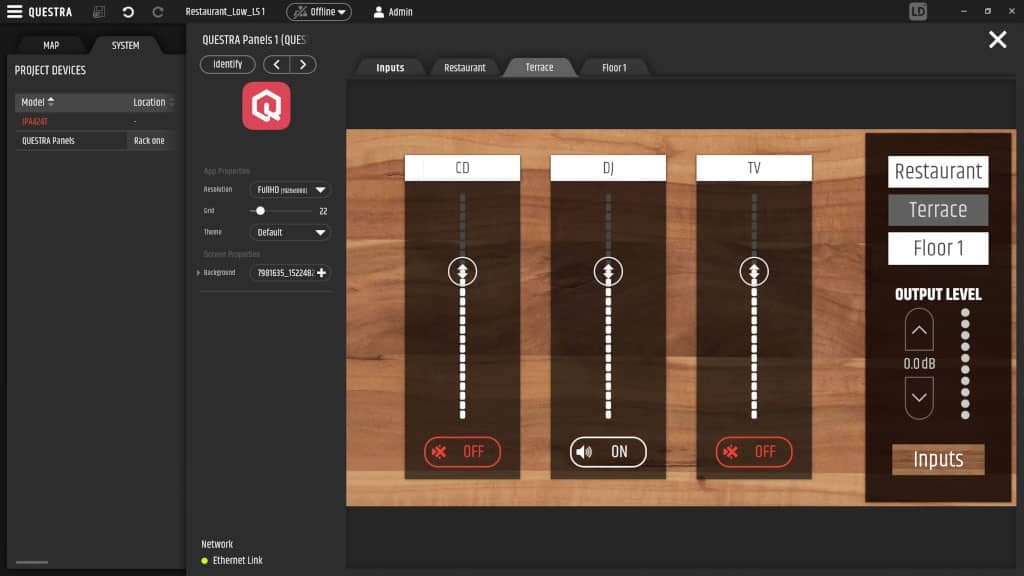 Projekt in der Questra-Software von LD Systems