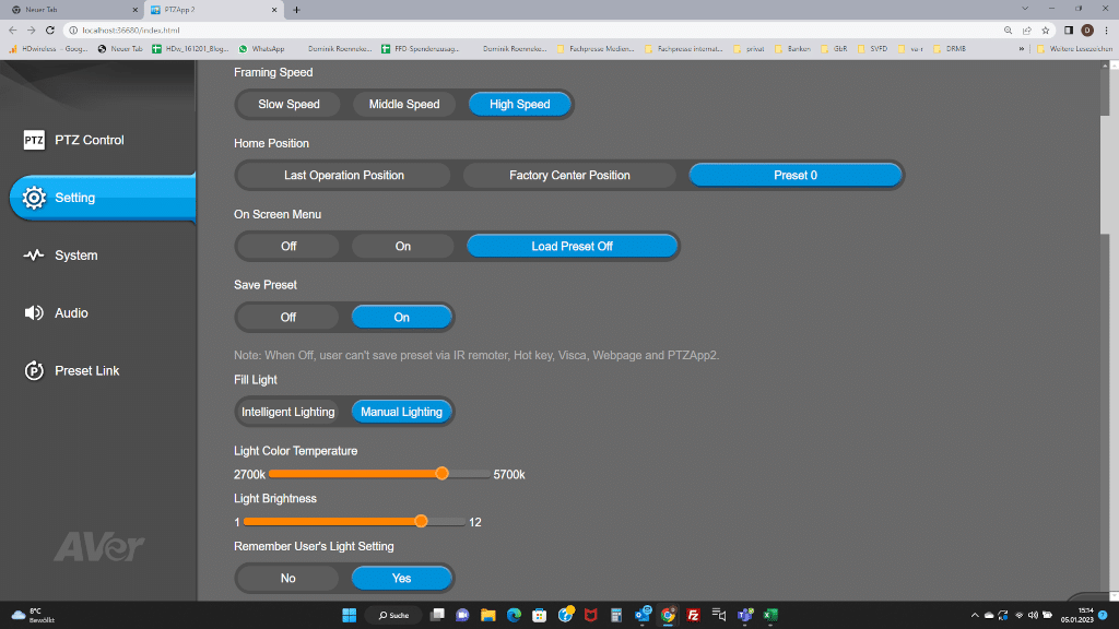 PTZ App2 Screenshot Settings