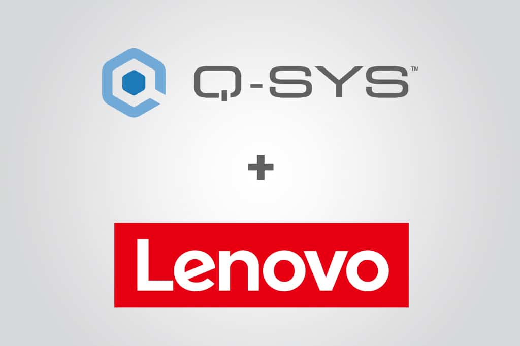 Q-SYS-Logo und Lenovo-Logo