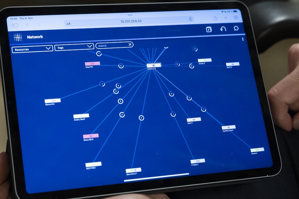 Stagenet Netzwerkansicht auf Tablet