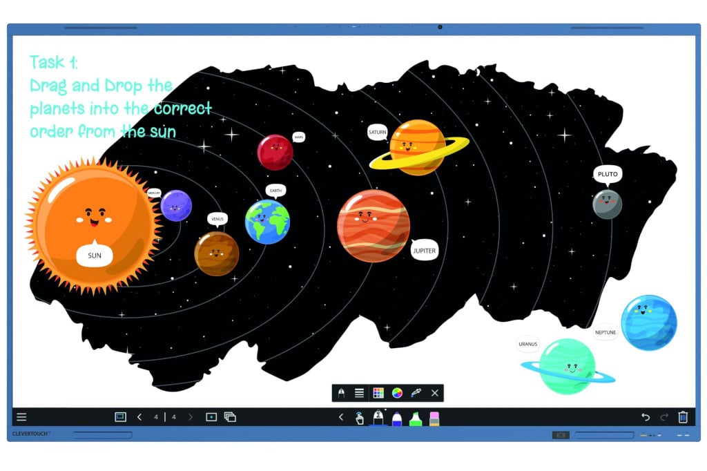 Clevertouch Lynx 8 Infinity-Whiteboarding-App Planeten