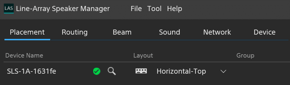 Screenshot Software-Funktionsübersicht, Line-Array Speaker Manager LAS