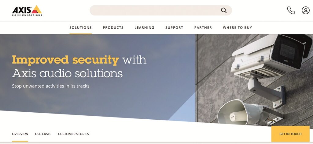 Screenshot der Website des Anbieters Axis