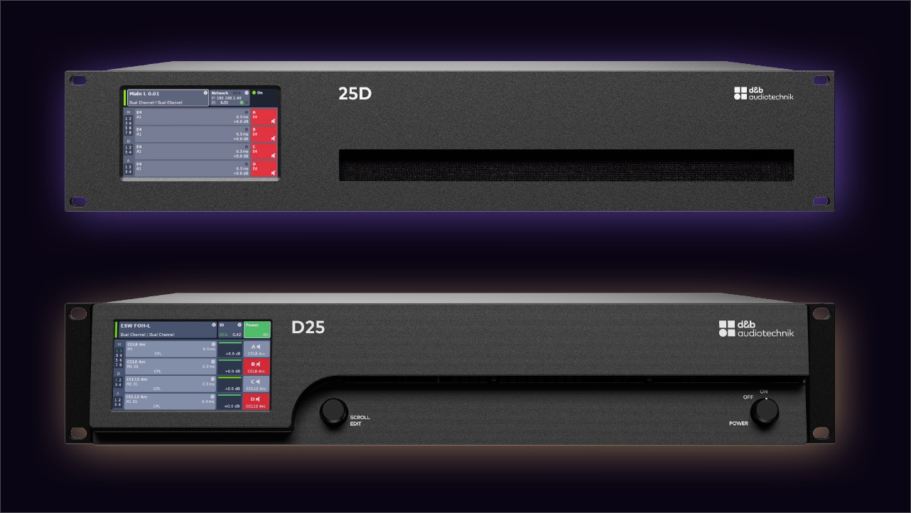 Milan-Verstarker d&b audiotechnik 25D und D25 für mittlere Anwendungen