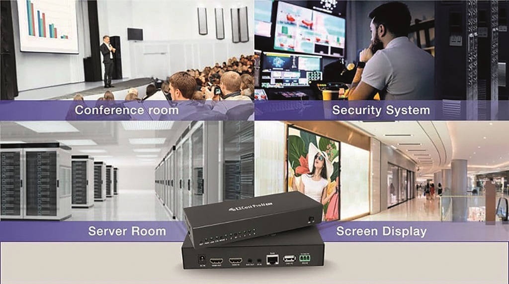 Foto-Collage mit Anwendungsbereichen für AV over IP