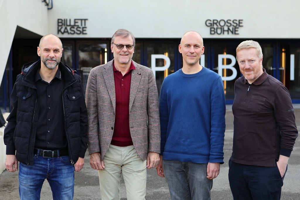 v. l. n. r.: Christoph Ritter (Auvisio), Jan-Arne Rosenstein (Channelriver), David Fortmann (Theater Basel), Daniel Mast (Kilchenmann).