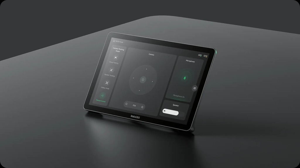 Schwarzes Touchscreen auf schwarzem Tisch