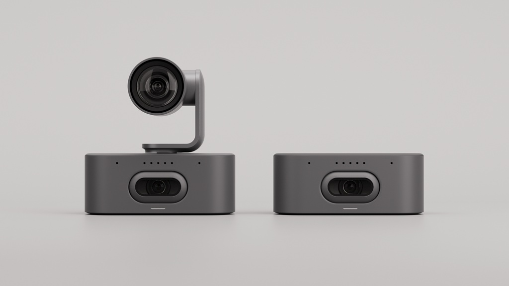 Links die Rally AI Camera Pro mit zwei Kameras, rechts die Rally AI Camera mit einer Kamera, beide schwarz